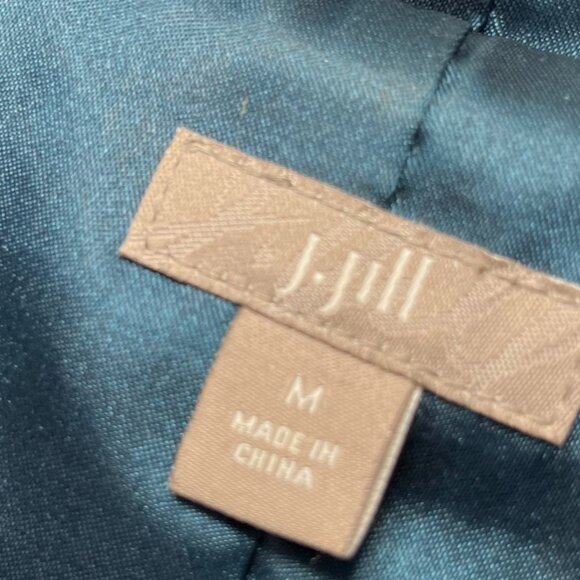 J.Jill Woman's Beautiful Teal Velvet/Valor Hooded Snap-Up Jacket Sz Med - Picture 6 of 10
